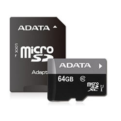 ADATA Minneskort 64GB MicroSD w/adapter R:30MB/s W:10MB/s
