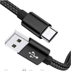 2-PACK Snabbladdning 1.5M USB-C kabel /laddare / laddsladd Svart