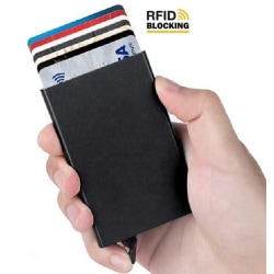 Korttiteline RFID:llä - Työntää eteenpäin 5 korttia - RFID-suojattu Musta Black