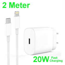 iPhone 20W USB-C snabbladdare OCH 2 Meter USB-C Lightning kabel Vit