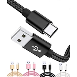 3m Hög kvalitets USB-C SnabbladdningsKabel laddare Type-C Svart
