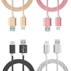 2m snabbladdning Quick charge USB-C braided laddare Type-C Guld