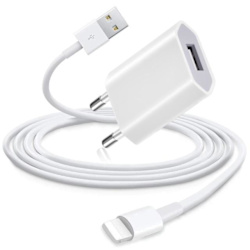 iPhone-laturi 6/7/8 / X / 11/12 PRO MAX + 1 m Lightning-kaapeli White