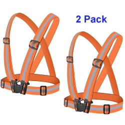 2-Pack Reflexväst - Säkerhetsväst -Reflexsel Hög synlighet Orange