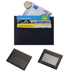 Läder korthållare Plånbok med sedelfack och ID-kortsficka Svart
