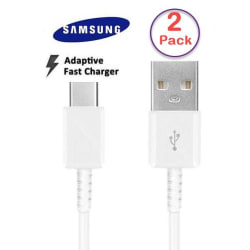 2 Pack Samsung Original 1,2m Extra lång USB-C Kabel Laddare Vit