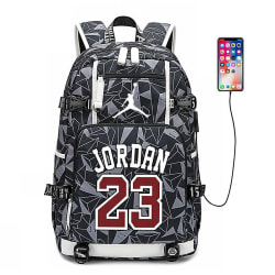 NBA Jordan bulls ryggsäck ungdoms skolväska basket grey