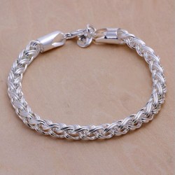925 Sterling Silver Armband För Dam Twist Rope Chain Silver