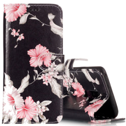 Plånboksfodral för Galaxy S9 Plus - Svart med rosa blommor