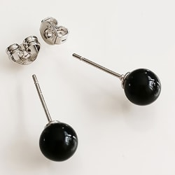 Silverörhänge med obsidian svart 6 mm