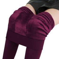 2-delade vinterleggings för kvinnor varma leggings Enfärgade sammetsleggings Leggings med hög midja Stretchiga leggings Dropshipping Wine XL