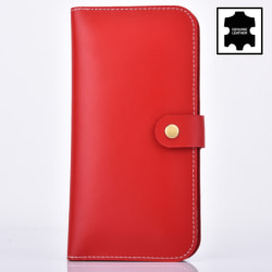 Universell Äkta läder mobil plånboksfodral, Röd