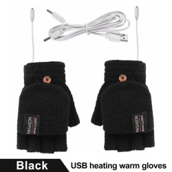 1 Par Vinter USB Uppvärmning Varma Handskar Uppvärmd Pad Cykelhandskar black