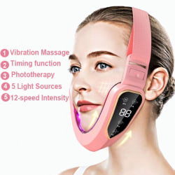 Microcurrent V Face Shape Face Lifting EMS Facial Slim Massager pink