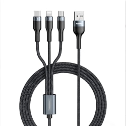 AVIWIS Multi-USB-kabel, 3 i 1 Multi-USB-laddare Nylon kabel med 2 Micro USB Type-C-kablar för mobiltelefoner, Samsung Galaxy, Huawei, Honor,