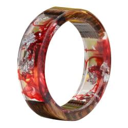 Kreativa kvinnor trä torkad blomma Transparent finger ring smycken födelsedagspresent Red 1.8cm