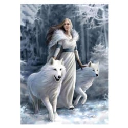 Diamond painting av två vita vargar (full diamant 30*40cm)