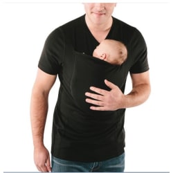 Baby Linne Känguru stor ficka T-shirt Black Man M