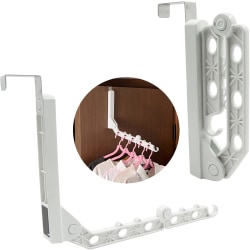 Vikbar dörrhängare Klädtorkställ - Klädstång för dörrar, modern och platsbesparande hopfällbar funktion, lastkapacitet 5 kg, 2 st, vit JSK