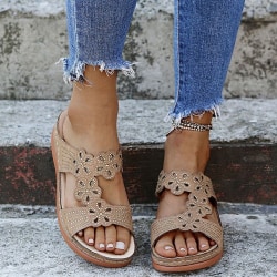 Sommar mode högklackade lätta plattform skor sandaler Khaki 35