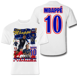 Mbappe Vit sportströja 10 t-shirt France Tryck fram & bak S