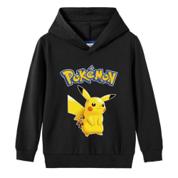 Tecknad Pikachu långärmad hoodie för barn tröja tröja Black 120cm