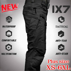 Vattentäta Cargo Pants med flera fickor för män i storlek 6XL Black XL
