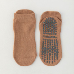 2Par Dam Anti-Slip Sock Yoga Sock Bomull Andas Kort El Brown