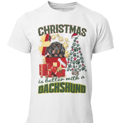 Dachshund t-shirt Jul hund t-shirt christmas jumpers stil tax White XL