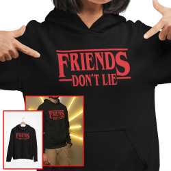 Friends don't lie Svart huvtröja Stranger things hoodie t-shirt 152cl 12-13år