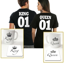 King eller Queen paket med t-shirt + mugg & underlägg paket Queen T-shirt Medium & Queen mugg + 