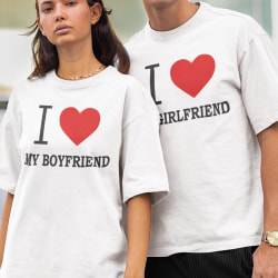 I love my boyfriend eller girlfriend t-shirt tryck unisex L
