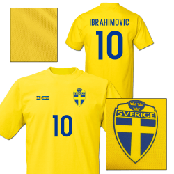 Sverige stil fotbollströja med Ibrahimovic 10 tryck t-shirt Barn 9-11 år /140cl