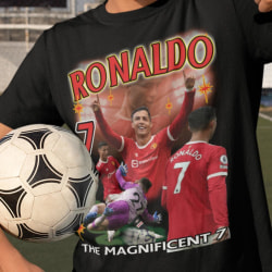 Cristiano Ronaldo Svart united 7 t-shirt  manchester return stil 128cl 7-8år
