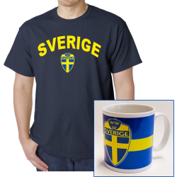 Sverige navy t-shirt & Sverige mugg paket L