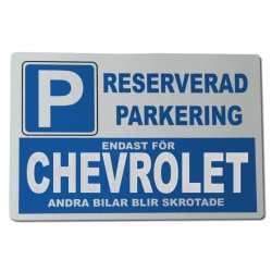 Metall plåtskylt med ' Chevrolet ' design - 30x20 cm skylt