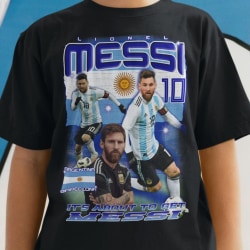 Messi T-shirt - Barcelona & Argentina spelare tröja svart 128cl