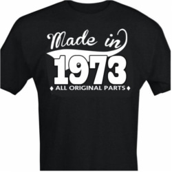 Svart T-shirt med design - Made in 1973 - All original parts XL