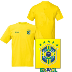 Brasilien stil fotbollströja i polyester VM 2022 Yellow 140cl 9-11 år