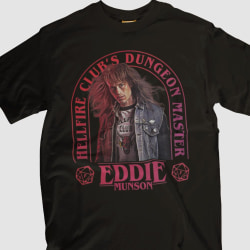 Svart T-shirt - Eddie Munson Stranger things Hellfire arch 152cl 12-13år