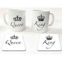 Mugg + Underlägg paket King eller Queen design Queen