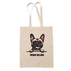 French Bulldog tygkasse hund shopping väska Tote bag Natur one size
