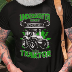 Svart T-shirt underskatta aldrig en gubbe med en traktor Splash L