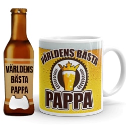 Pappa mugg &  Flasköppnare med öl design - Världens Bästa Pappa