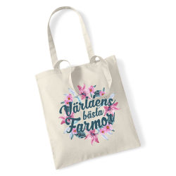 Tygkasse  Världens bästa Farmor shopping väska - Tote bag Bloom