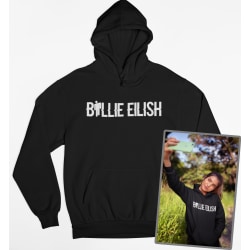 Billie Eilish text svart Hoodie huvtröja sweatshirt t-shirt Large
