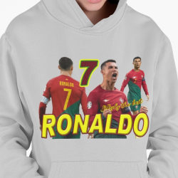 Ronaldo Huvtröja  Ask Hoodie Portugal spelare design Grey 152cl 12 - 13 år