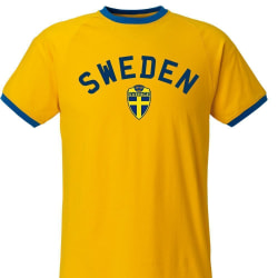 Sverige T-shirt med Sweden tryck med Sverige märke Ringer tröja Yellow S