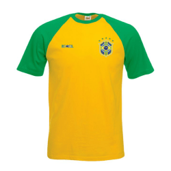 Brasilien stil Raglan fotboll t-shirt - Gul grön XL
