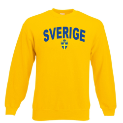 Sverige sweatshirt tröja Sweden logo & text fram - Gul S